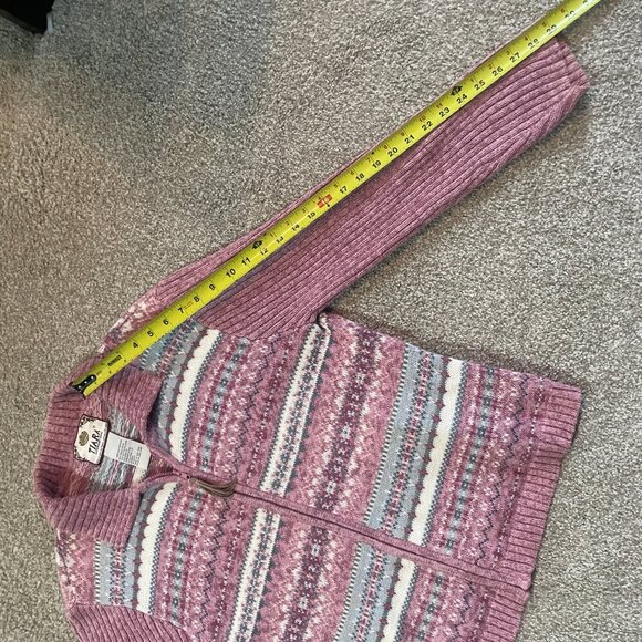 Vintage 90s Fair Isle Nordic Zip Up Cotton & Ramie Knit Cardigan - Picture 9 of 10